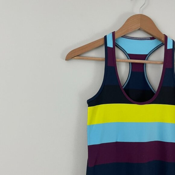 Lululemon Cool Racerback Tank Pow Stripe Split Pea/Plum/Inkwell Size 4 - Picture 4 of 4